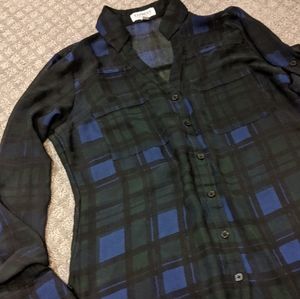 Express plaid button up shear shirt size small s